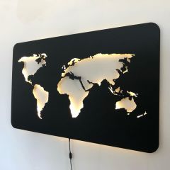 World Map Dekoratif  Set LED Işıklı Tablo