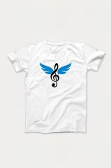 Sol Anahtar Kanat Beyaz Tshirt
