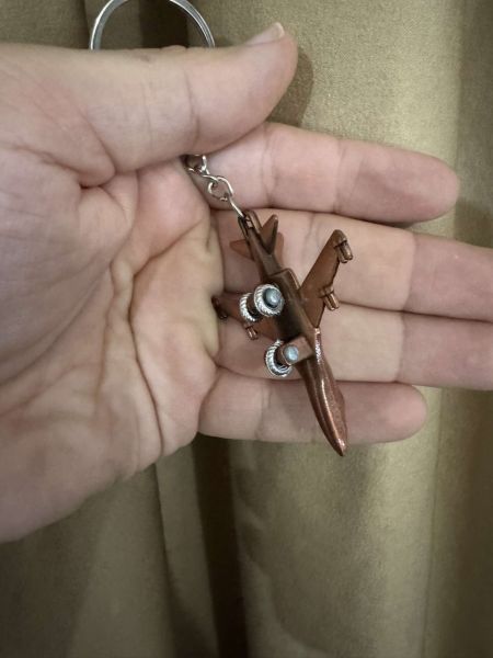 F16 Deniz Savaş Uçağı 3D Kaliteli Bronz Tekerlekli Anahtarlık veya Çanta Süsü Pilot Hediye