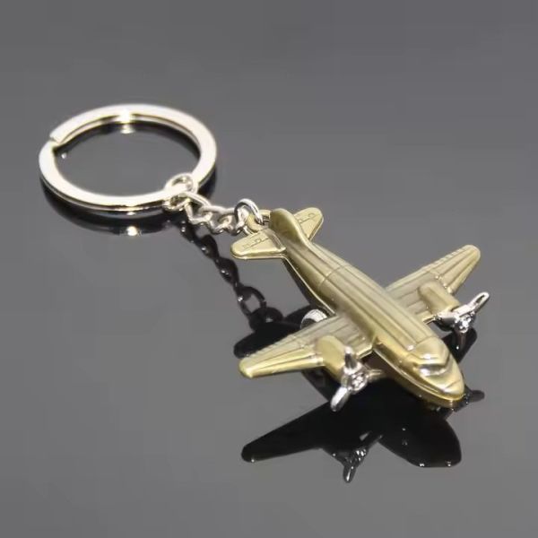 Pervaneli Uçak 3 Boyutlu Tekerlekleri Dönen Pervanesi Dönen Hoster Pilot Hediye Anahtarlık