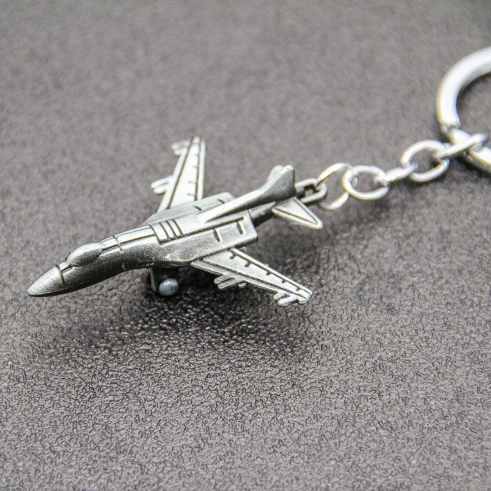 F16 Deniz Savaş Uçağı 3D Kaliteli Gümüş Tekerlekli Anahtarlık veya Çanta Süsü Pilot Hediye