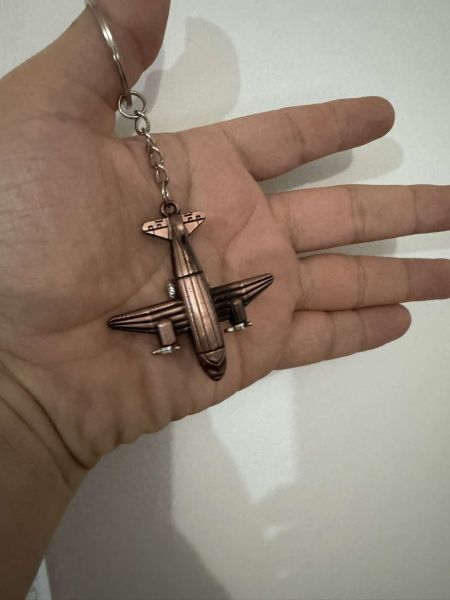 Pervaneli Uçak Bronz 3 Boyutlu Tekerlekleri Dönen Pervanesi Bakır Hoster Pilot Hediye Anahtarlık
