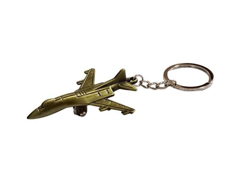Savaş Uçağı Uçak Bronz  3 Boyutlu Tekerlekleri Dönen Pervanesi Dönen Hoster Pilot Hediye Anahtarlık