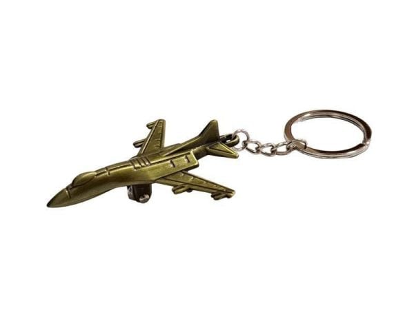 Savaş Uçağı Uçak Bronz  3 Boyutlu Tekerlekleri Dönen Pervanesi Dönen Hoster Pilot Hediye Anahtarlık