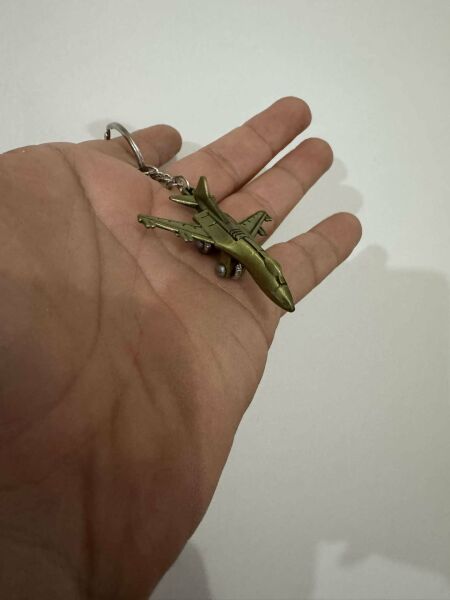 Savaş Uçağı Uçak Bronz  3 Boyutlu Tekerlekleri Dönen Pervanesi Dönen Hoster Pilot Hediye Anahtarlık