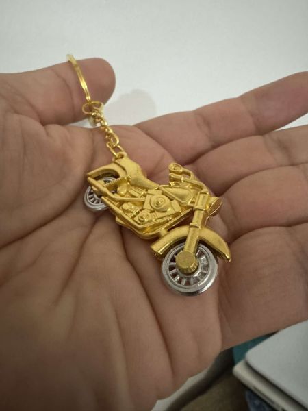 Harley Motorsiklet Gold 3 Boyutlu Tekerlekleri Dönen Anahtarlık