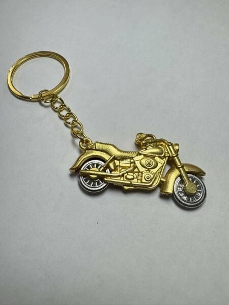Harley Motorsiklet Gold 3 Boyutlu Tekerlekleri Dönen Anahtarlık