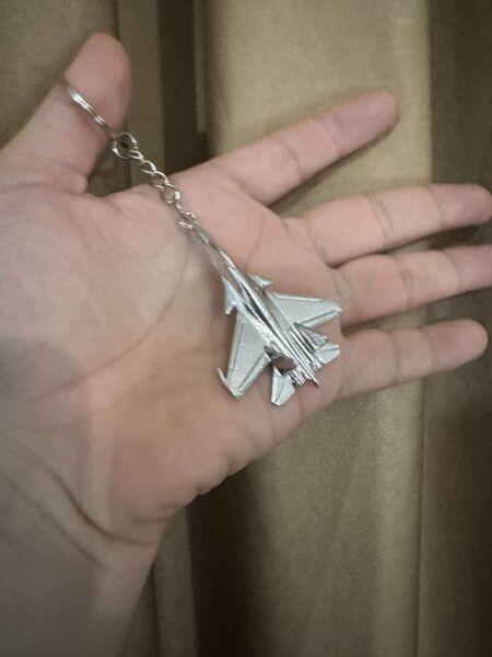 Savaş Uçağı Uçak Hostes Pilot Gümüş Metal Anahtarlık