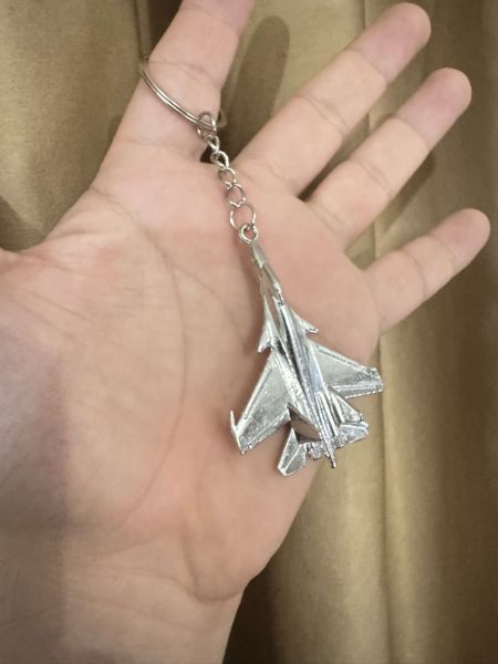 Savaş Uçağı Uçak Hostes Pilot Gümüş Metal Anahtarlık