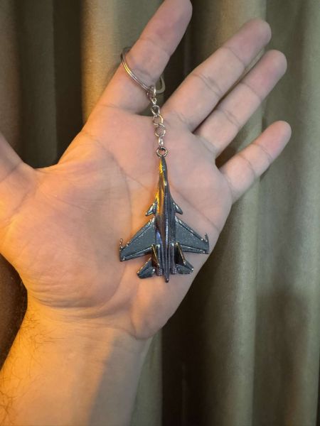 F16 Savaş Uçağı Uçak Hostes Pilot Siyah Metal Anahtarlık