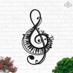 Sol Anahtar Piyano Tasarım Duvar Dekoru Işıklı Işıklı 50x100cm - evet