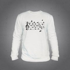 Nota Kuş Sweatshirt Beyaz Unisex