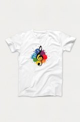 Sol Anahtar Renkli Beyaz Unisex L