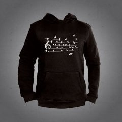 Nota Kuş Kapüşonlu Sweatshirt Hoodie Siyah