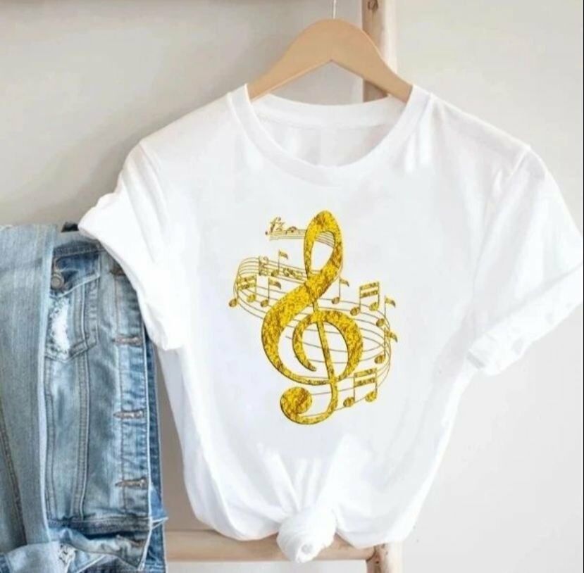 Sol Anahtar Nota Beyaz Unisex T-Shirt
