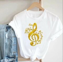 Sol Anahtar Nota Beyaz Unisex T-Shirt