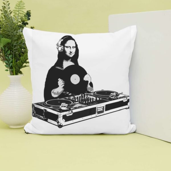 Mona Lisa Dj Setup Yastık Kılıfı Kırlent
