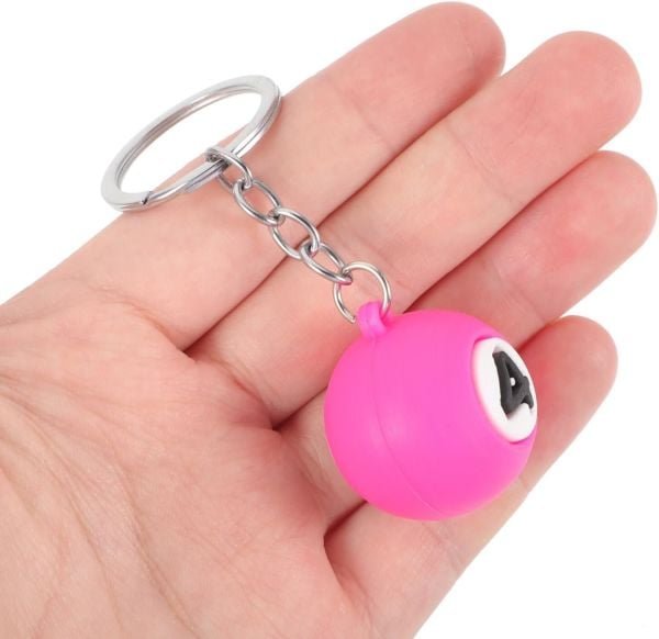 Bilardo Topu Pembe 4 numara 3D Silikon Anahtarlık Doğum Günü
