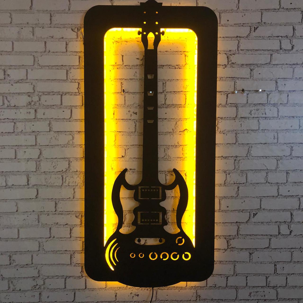 Bas Gitar Duvar Dekoru Işıklı 50x100cm