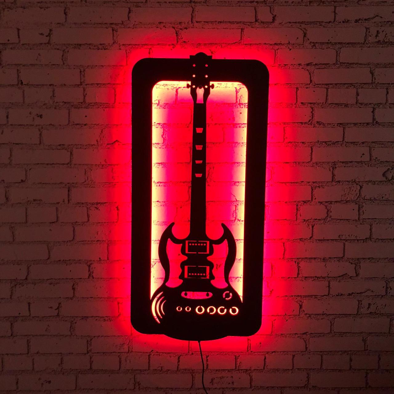 Bas Gitar Duvar Dekoru Işıklı 50x100cm