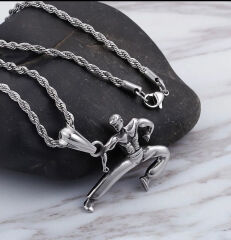 Taşlı Haç Kolye Antik Gümüş Kaplama 60 cm Düz Zincir