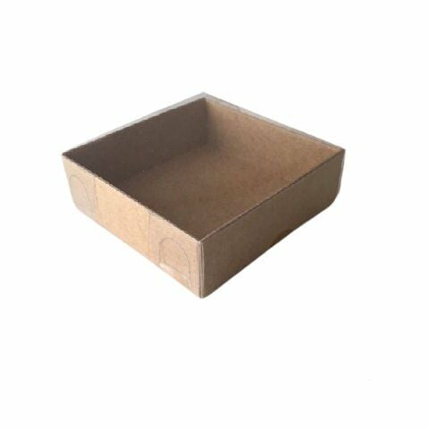 8x8x3 Cm Kraft Asetat Kapaklı Kutu (50 Adet) Düğün Nişan Kına Hediyelik Kutu