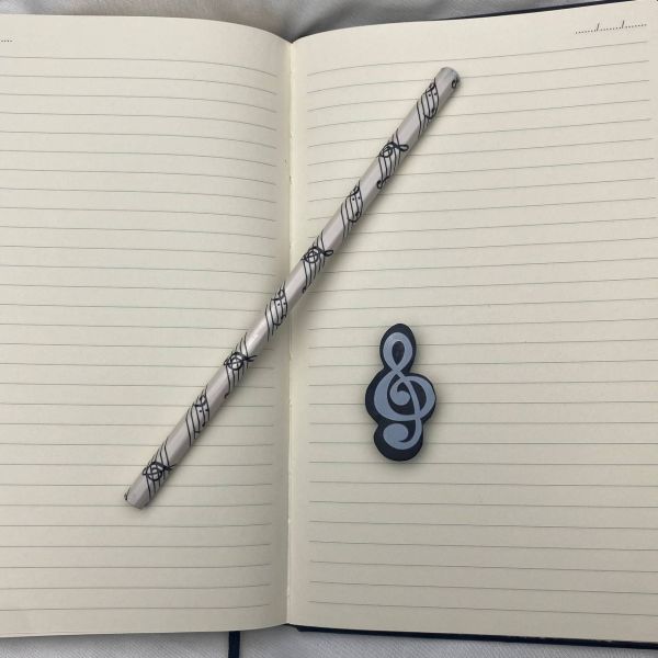 Piyano Sol Anahtarı Nota Müzik Desenli Kalem Silgi Set