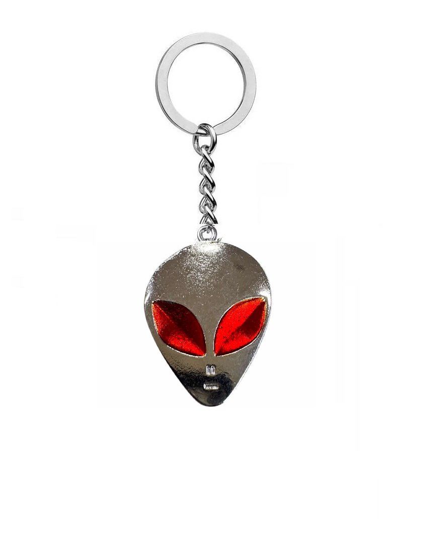 Uzaylı Alien Kırmızı Göz Detaylı Antik Gümüş Anahtarlık